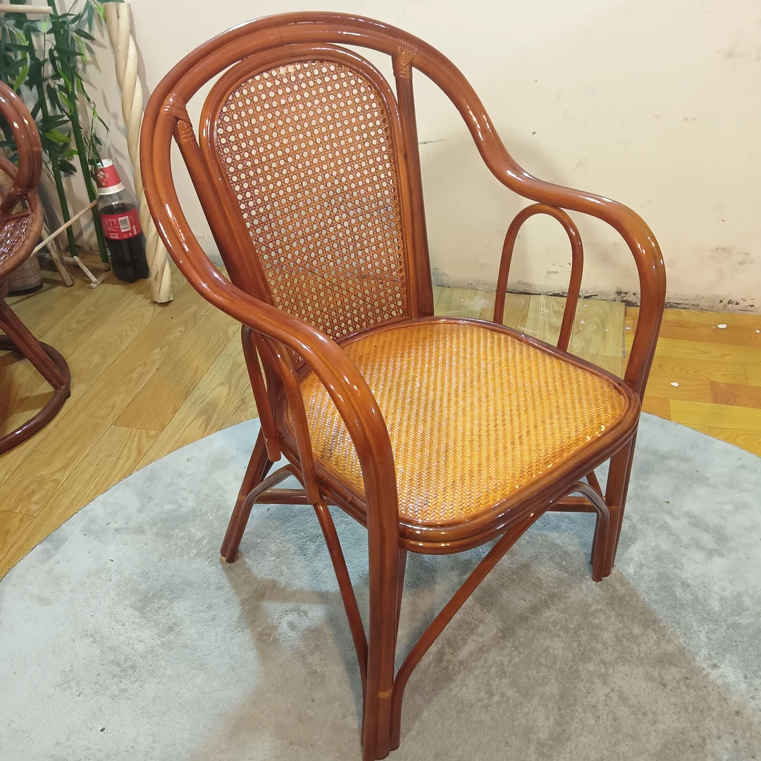 藤椅茶几三件套组合客厅茶楼阳台单人桌椅靠背椅中式简约家用椅子