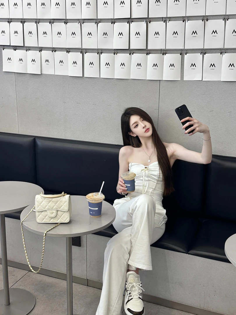 2024年新款纯欲性感甜辣显瘦抹胸高腰小众阔腿裤气质时尚百搭修身