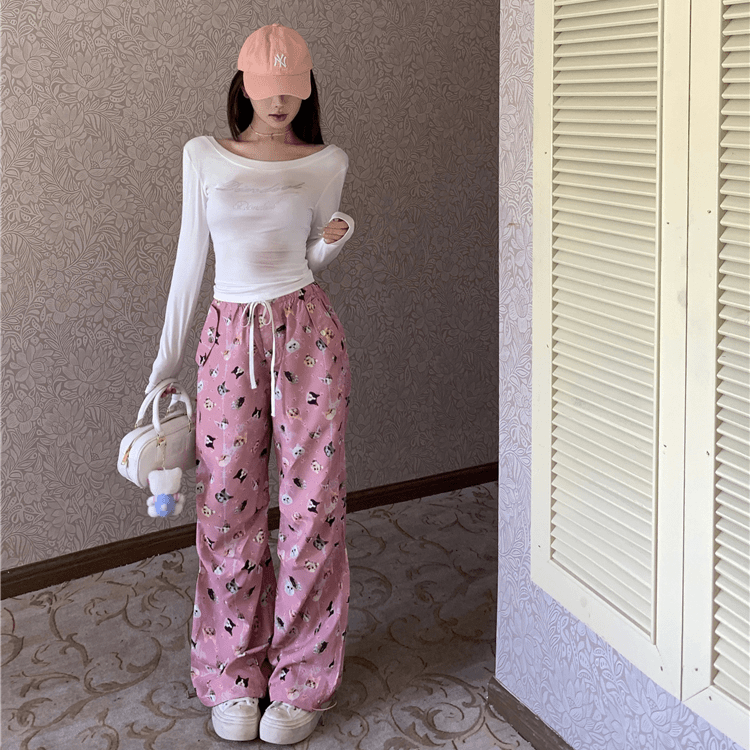 2024新款立体晕染巨显瘦烫钻T恤工装裤宽松阔腿裤遛弯休闲裤女夏