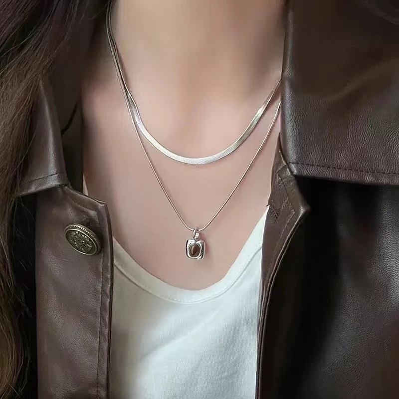 锌合金吊坠 双层吊坠项链女简约日常百搭气质高级感小众设计学生