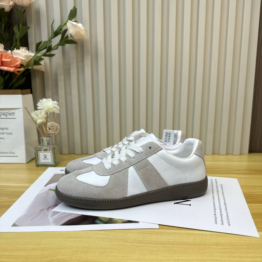 头层牛皮贸易版德训鞋透气百搭小白鞋潮流女鞋休闲鞋舒适系带