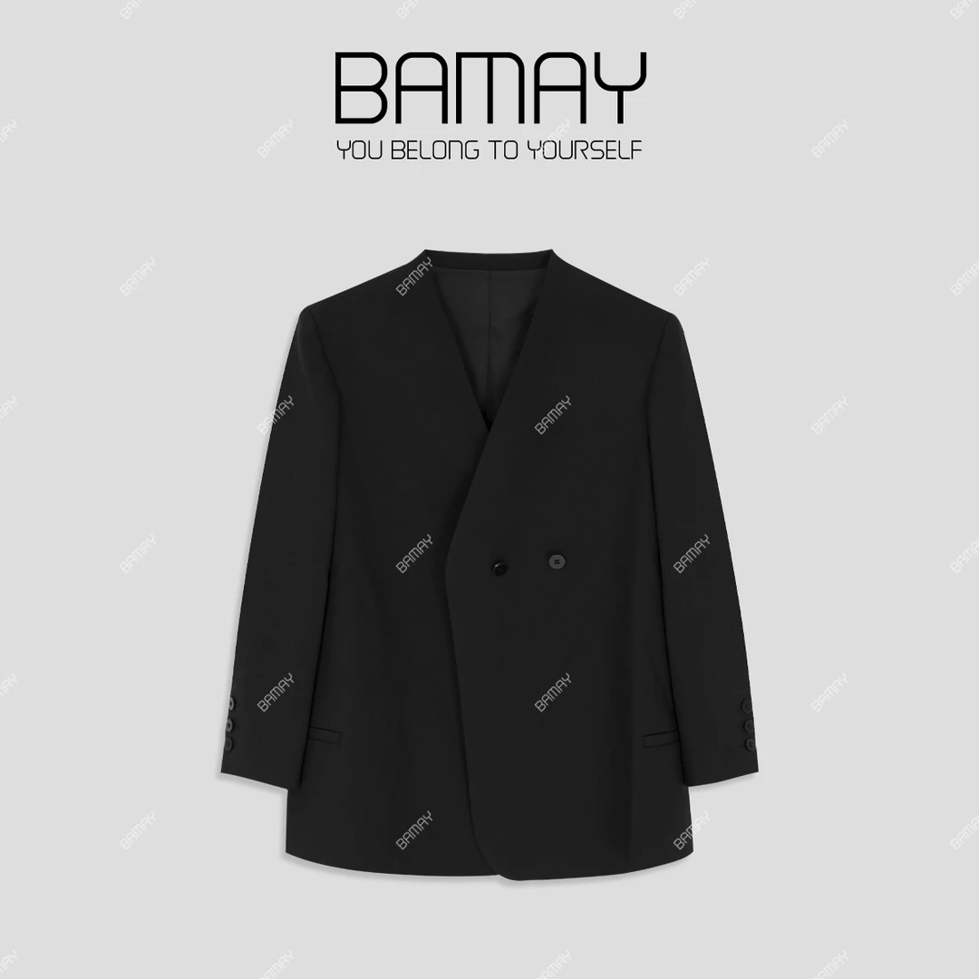 【BAMAY】轻奢高级感无领一粒扣羊毛西装外套BM243XZ110A
