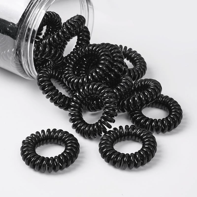 实色电话线发圈韩版网红夏皮筋头绳黑色发圈成人扎头发橡皮筋头绳