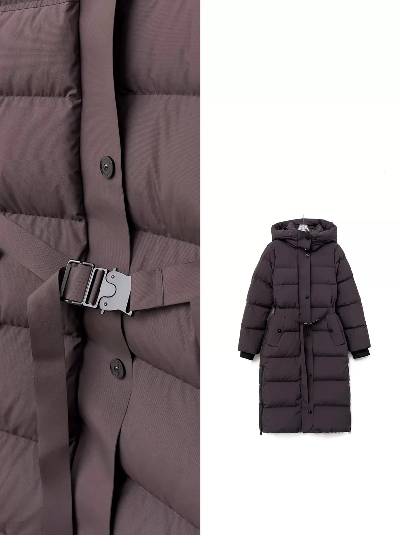 【夏洛克】顶奢户外长款过膝连帽白鸭绒羽绒服8805