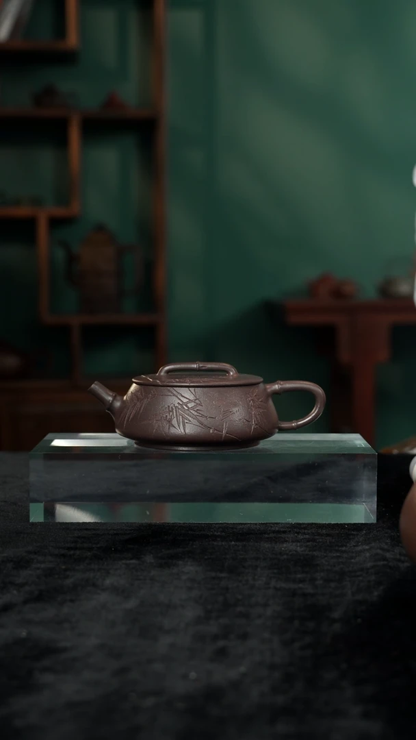【闪购商品】紫砂茶壶13刻绘竹节石瓢