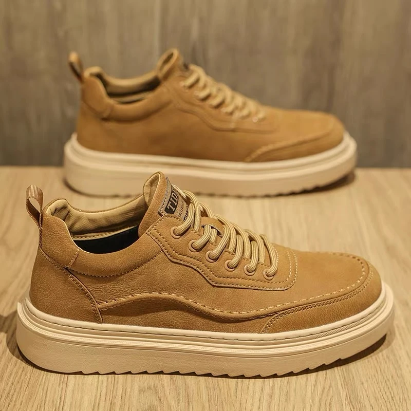 郦狼2024秋季男鞋新款透气鞋子男潮流百搭厚底运动鞋休闲板鞋皮鞋