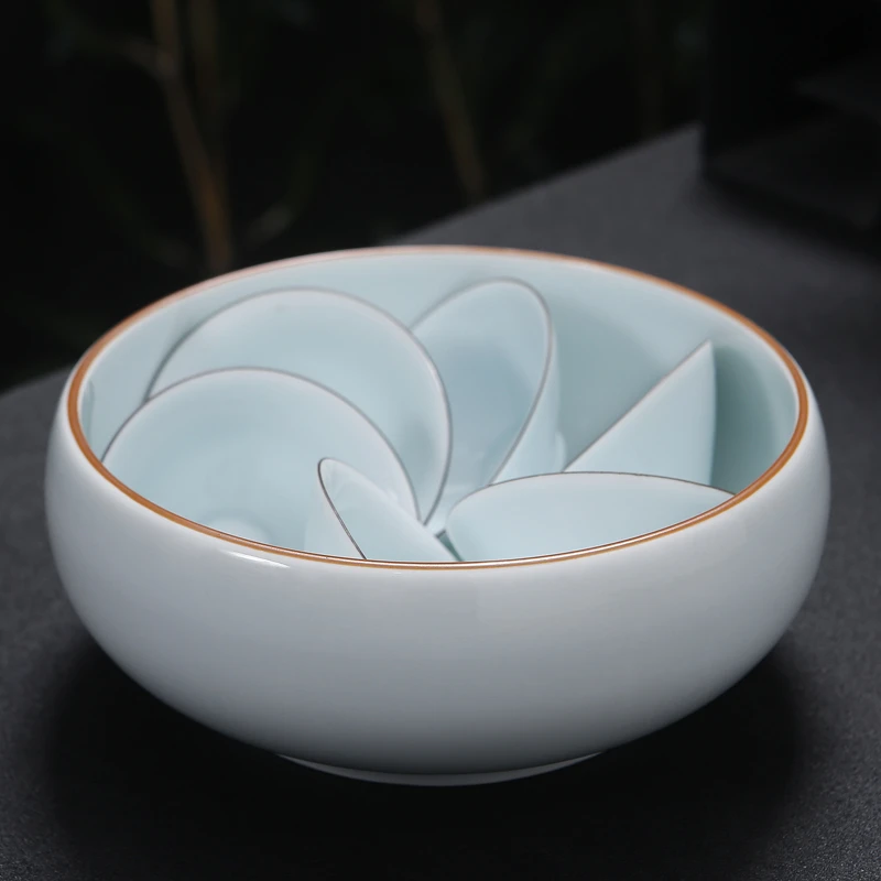 青瓷茶洗笔洗水洗泡茶家用陶瓷水盂功夫茶具茶道配件大号水洗茶杯