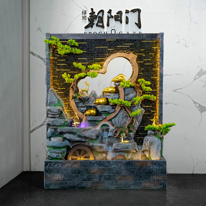 水幕墙假山葫芦屏风玄关喷泉循环流水瀑布酒店别墅景观装饰品摆件