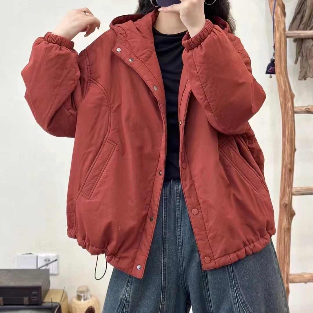 6153新款秋冬时尚休闲百搭连帽棉服外套