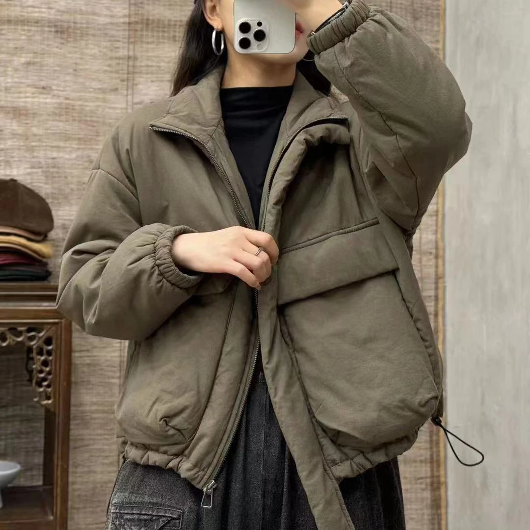 7888新款秋冬加厚休闲百搭减龄纯色上衣棉服