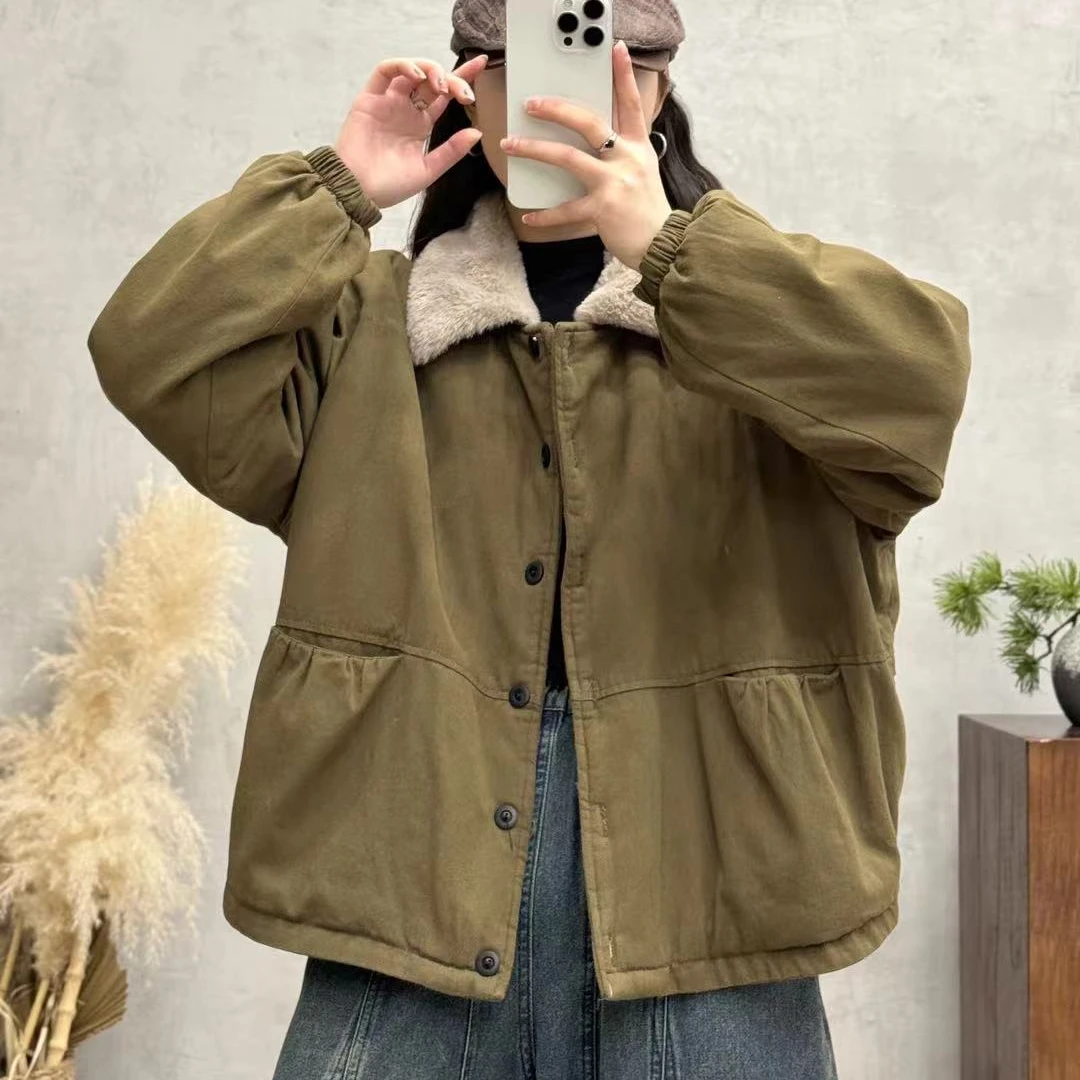 7755新款秋冬加厚翻领休闲百搭气质减龄上衣外套