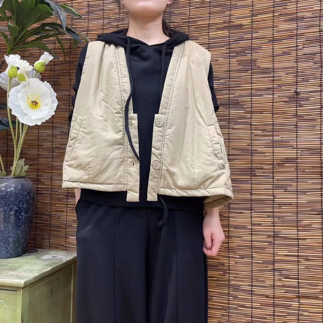 5796新款秋冬休闲百搭气质纯色无袖上衣棉马甲
