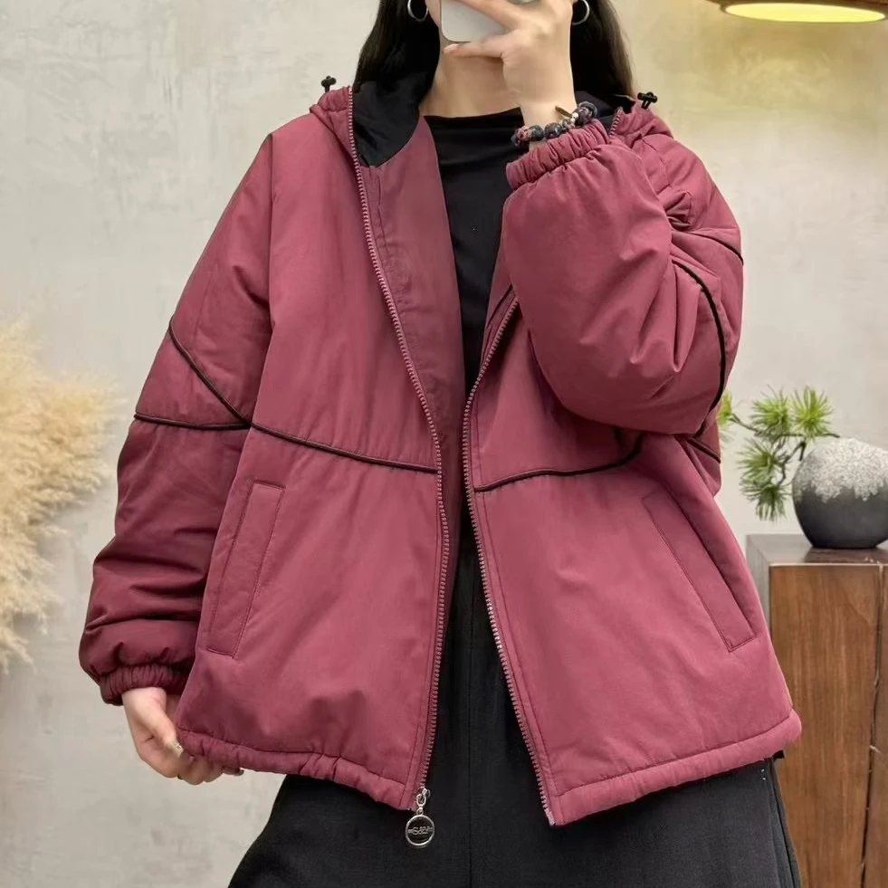 7846新款秋冬加厚休闲百搭气质连帽棉服