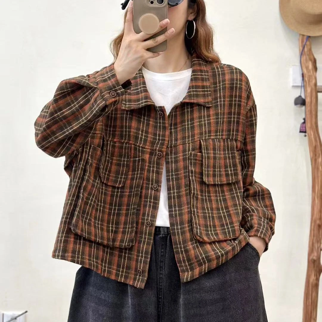 5111新款秋季休闲百搭减龄格子长袖衬衫