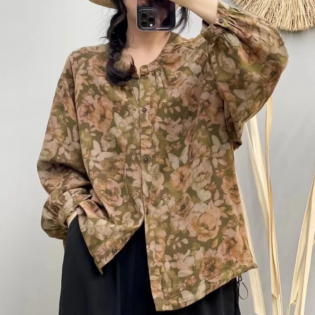 4937新款早秋印花宽松休闲百搭开衫上衣