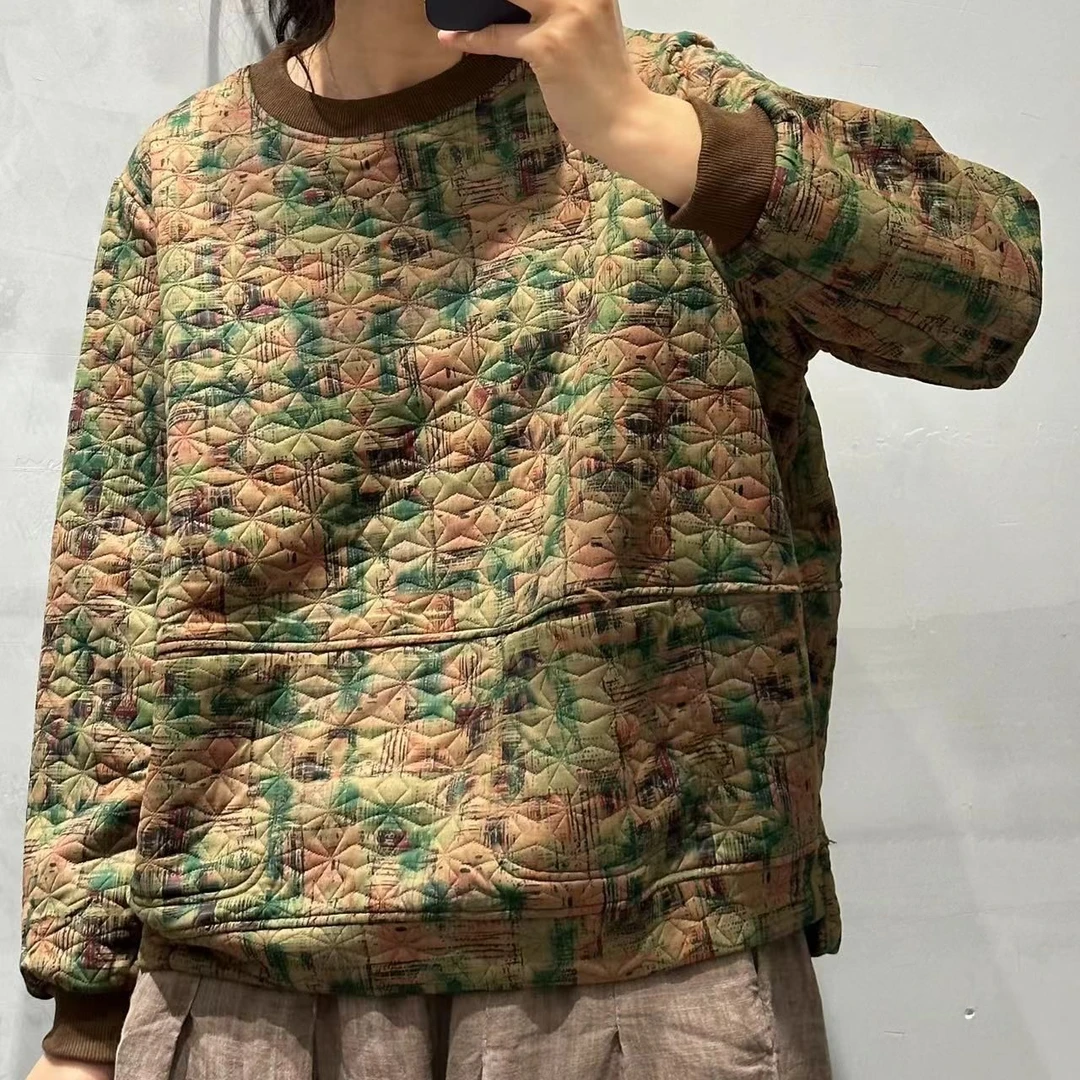 5157新款秋冬季宽松大码复古洋气圆领上衣女装