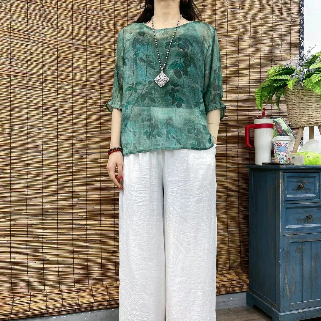 10080春夏新款宽松显瘦优雅气质T恤小衫