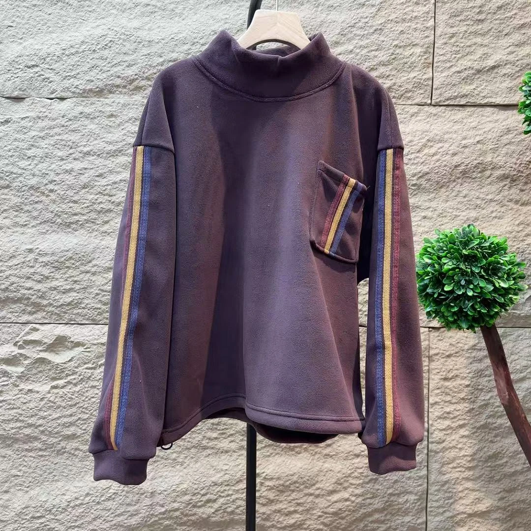 7954新款加绒加厚秋冬时尚简约百搭休闲半高领卫衣