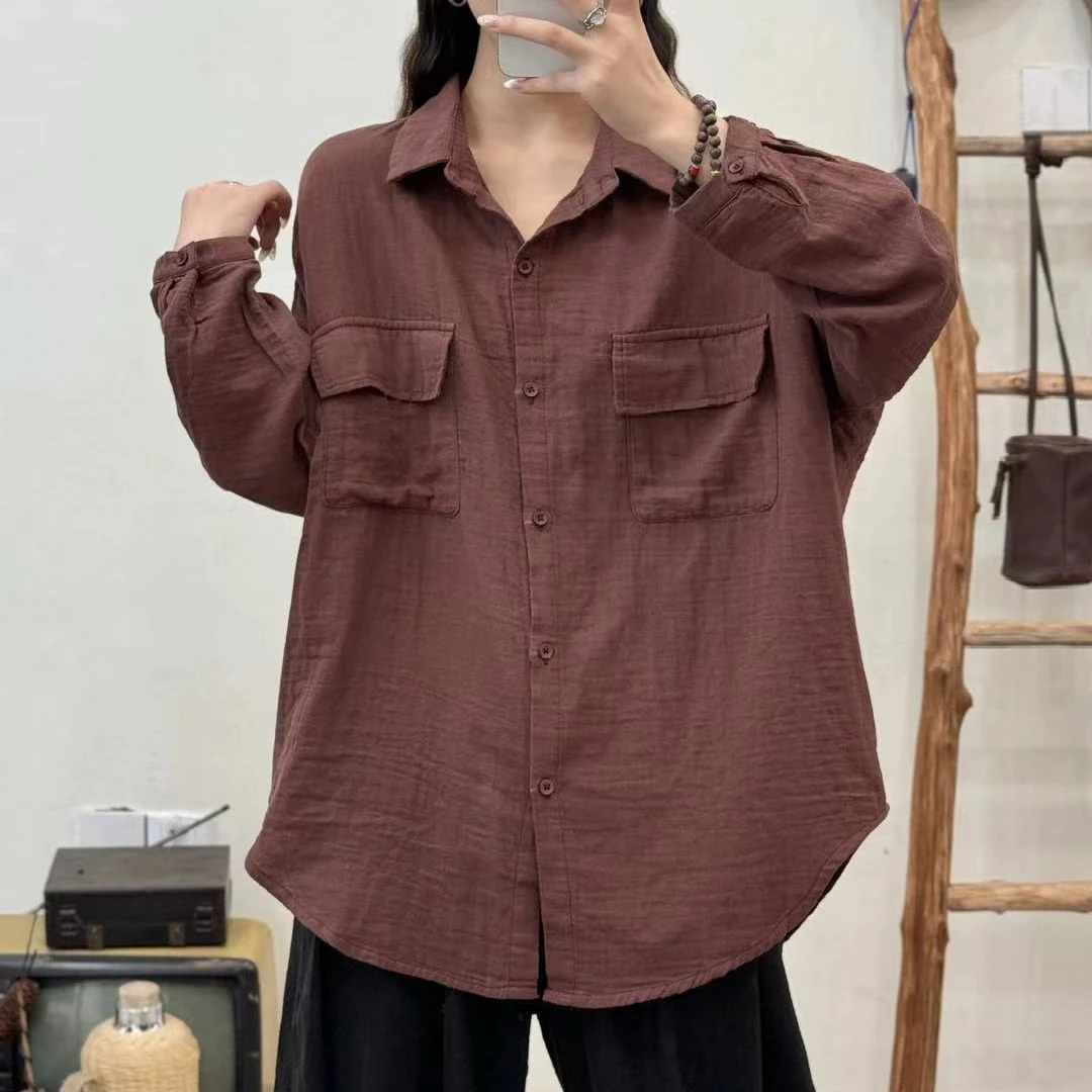 5806新款春秋百搭休闲显瘦长袖上衣衬衫