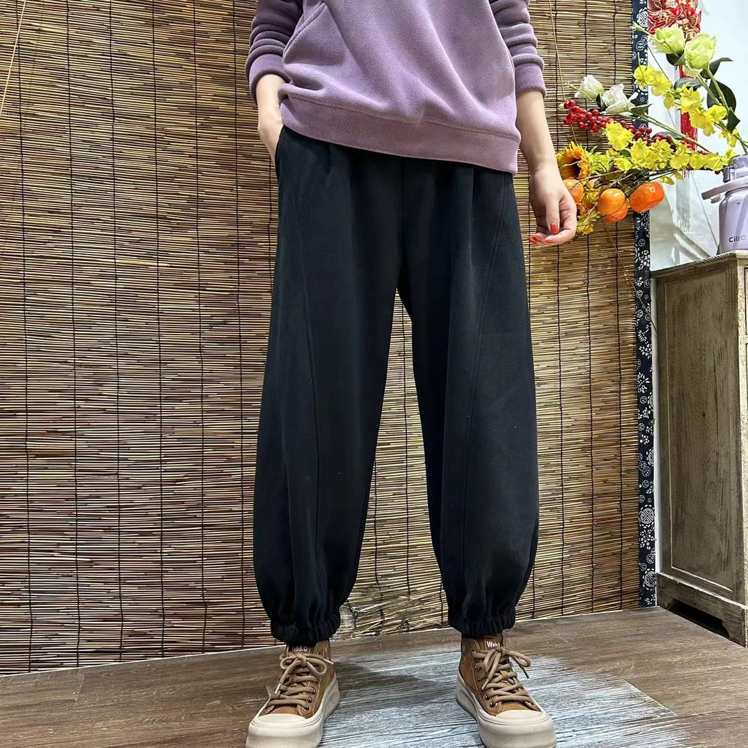 7780新款秋冬加绒休闲百搭显瘦减龄纯色哈伦裤