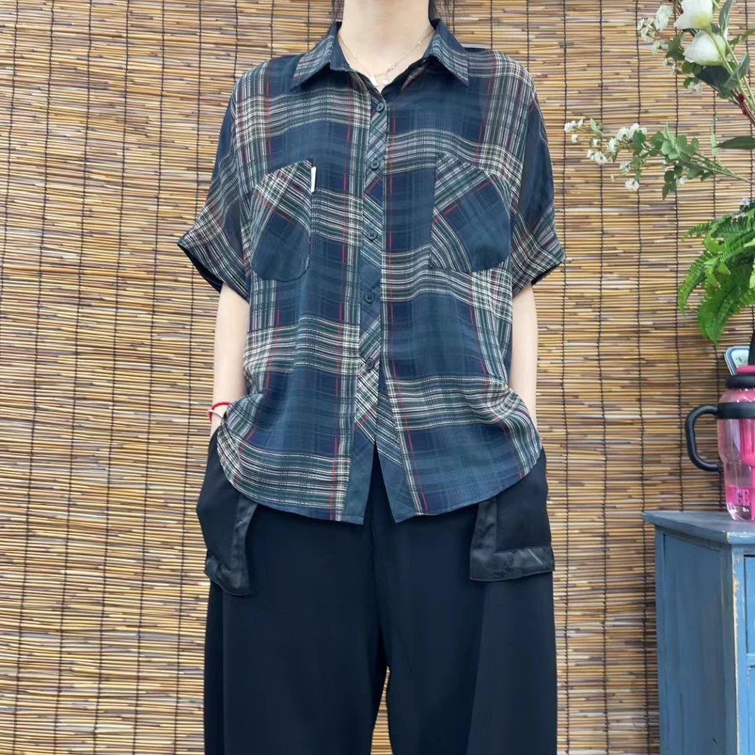 3260新款夏季休闲百搭格子短袖T恤小衫