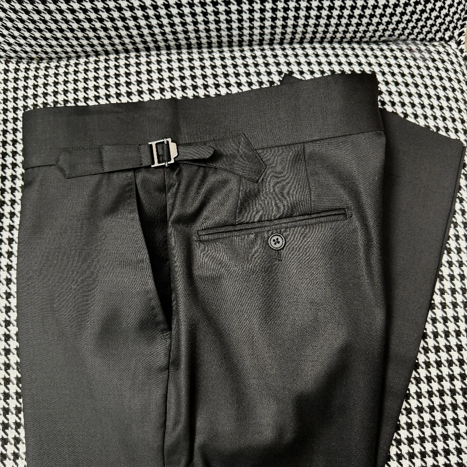 撑展【常规】工艺 【西裤】黑色羊毛西裤纯色百搭修身轻奢直筒长裤