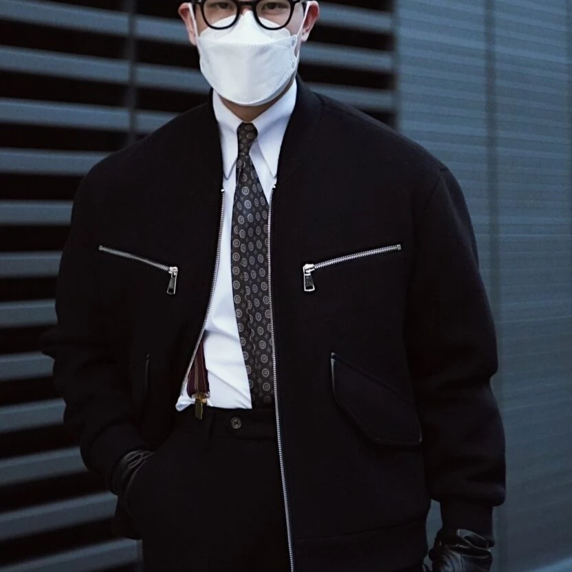 撑展男士秋冬潮流时尚夹克棒球领休闲简约立领长袖外套