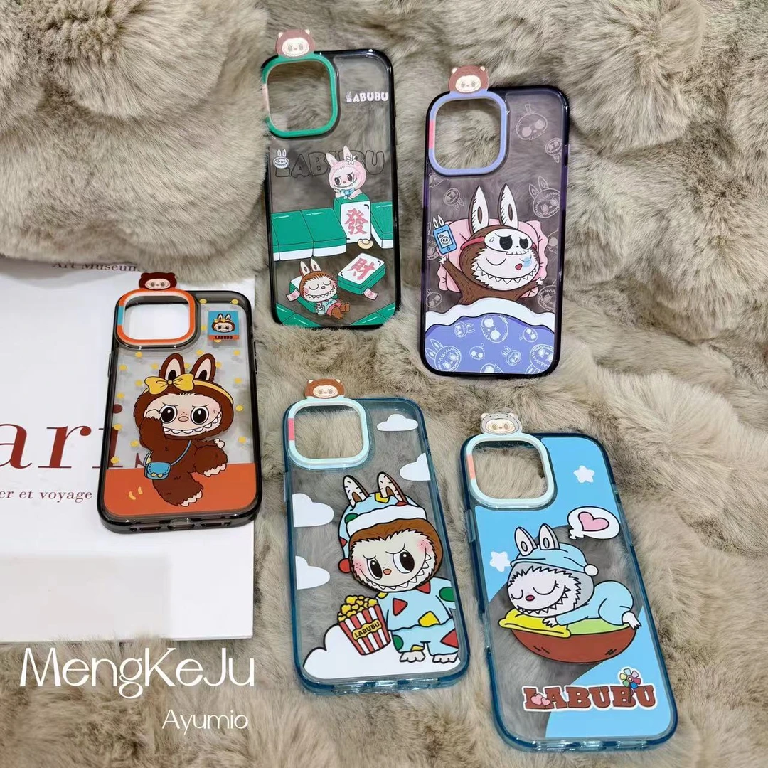 【定制】创意可爱卡通labubu全包防摔带挂绳手机壳适用于苹果13-16