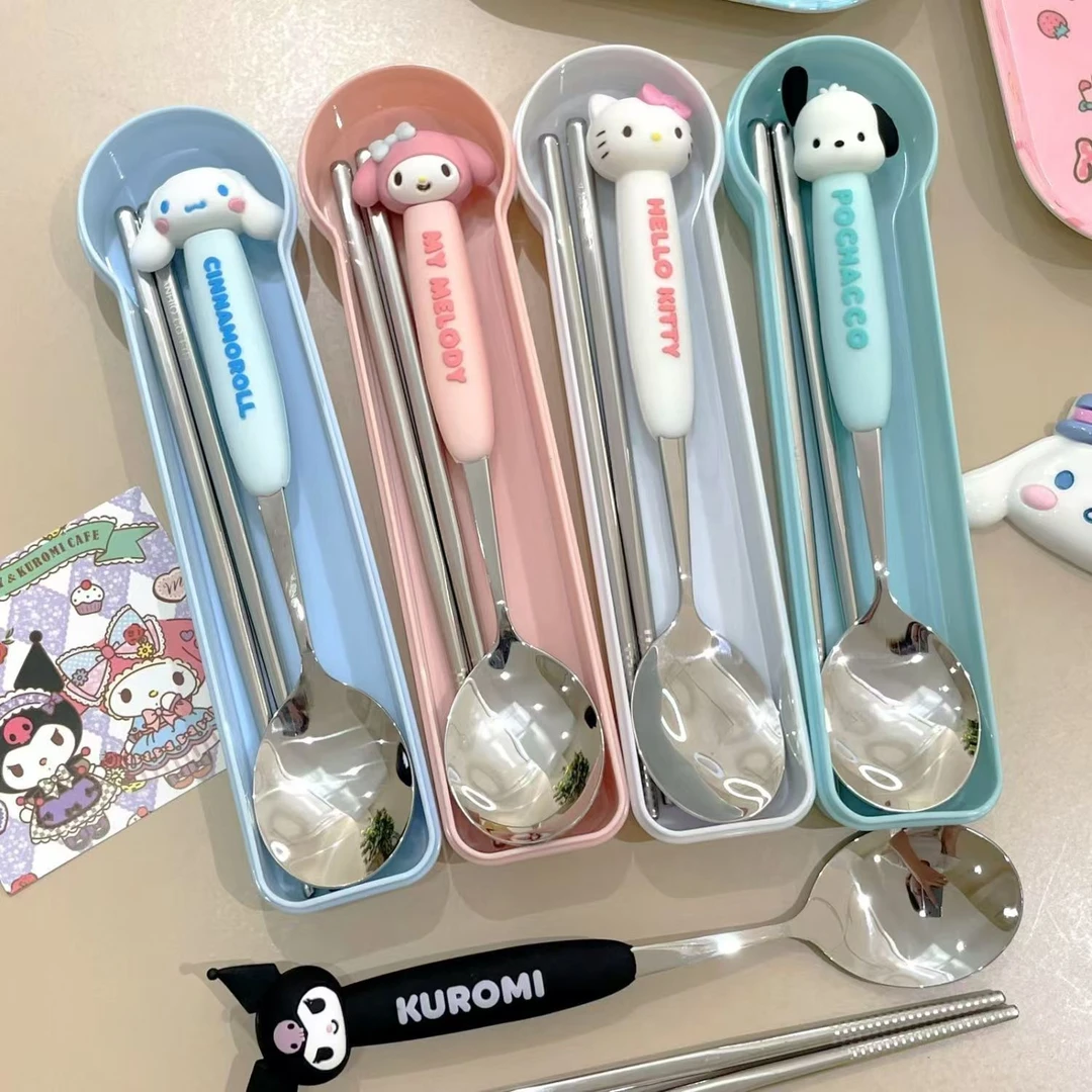 【幼姐专属】陶瓷餐具SLO系列硅胶柄304不锈钢勺+筷子带收纳盒