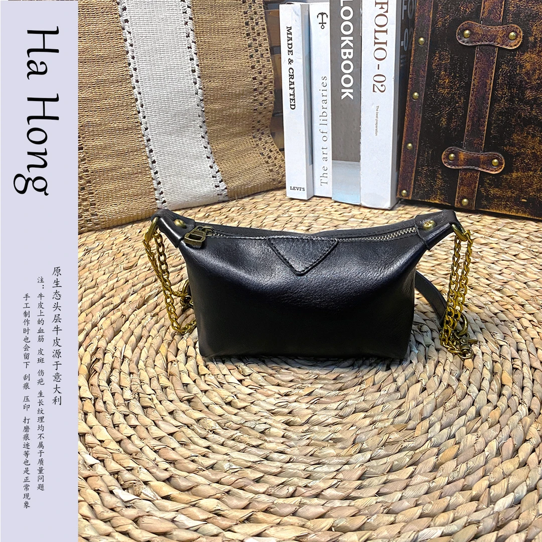 三色联创秋冬新款真皮休闲复古简约头层牛皮轻便单肩斜挎包雅丹