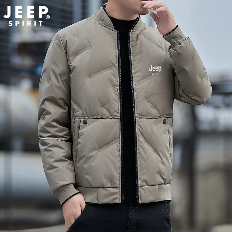 JEEPSPIRIT羽绒服男冬季新款50绒休闲百搭男士立领纯色保暖外套