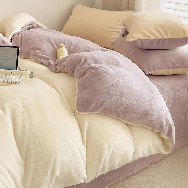 秋冬季加厚双面牛奶绒单件被套加绒珊瑚绒被套法兰绒学生单件被罩