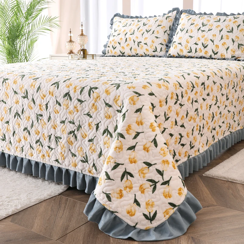 加厚牛奶绒夹棉床单珊瑚绒单件法兰绒垫单冬季保暖床盖牛奶绒防滑