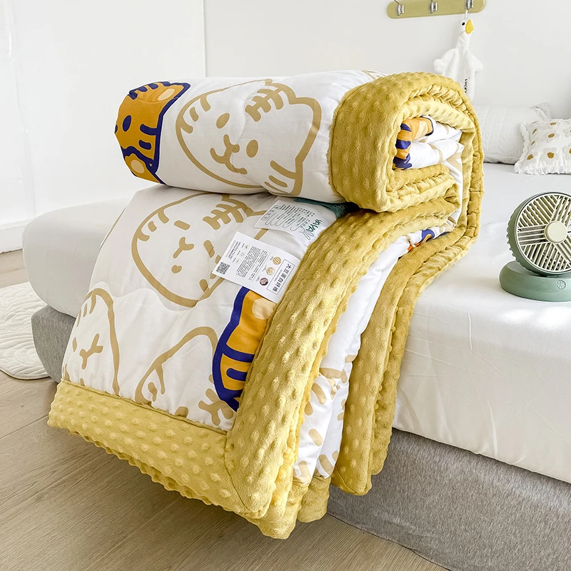 2023大豆豆绒冬季加厚被子可机水洗单人儿童全棉纯棉春秋空调被芯