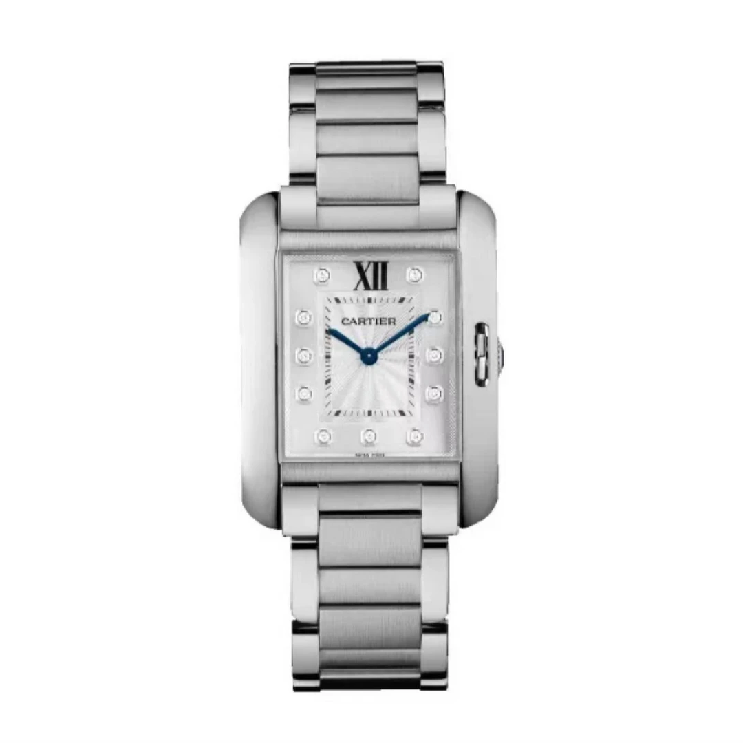 99新 Cartier/卡地亚 坦克/W4TA0004/35x26mm/白盘名表镶钻简约