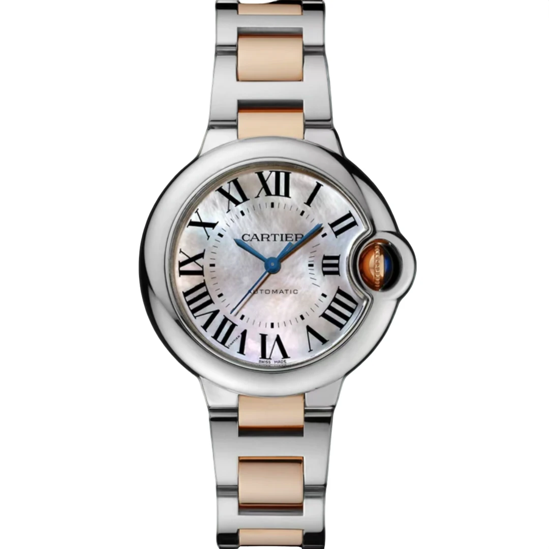 99新 Cartier/卡地亚 蓝气球系列W6920070机械33盘粉贝母