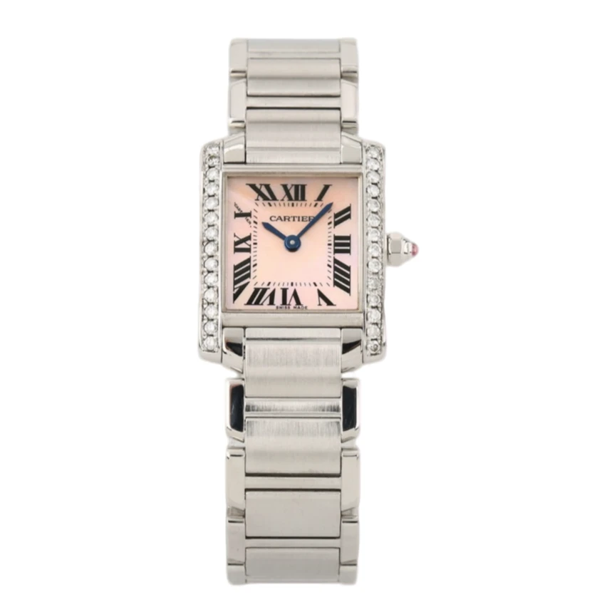 99新 Cartier/卡地亚 坦克/W51028Q3/25X20mm/后钻粉贝母经典方形