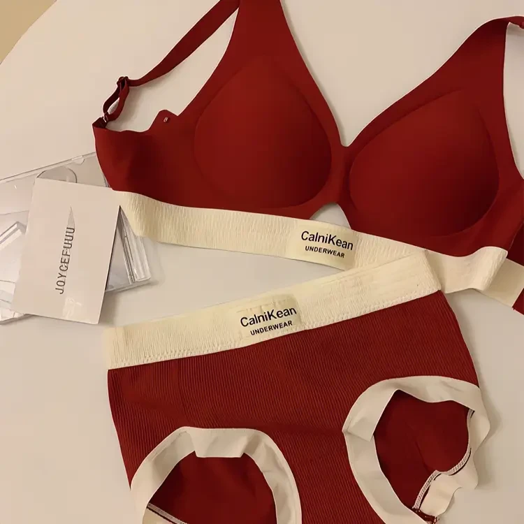 时尚软提拉红色内衣内裤套装新年本命年文胸套装龙年结婚新婚胸罩