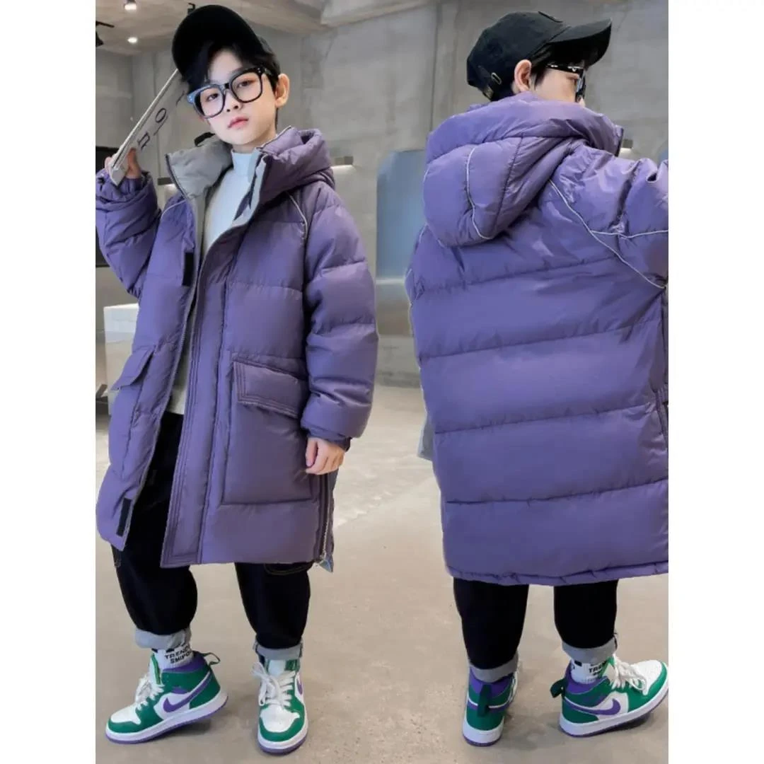 雅鹿童装男童冬装2023新款中大童韩版长款加厚羽绒服服儿童冬户外