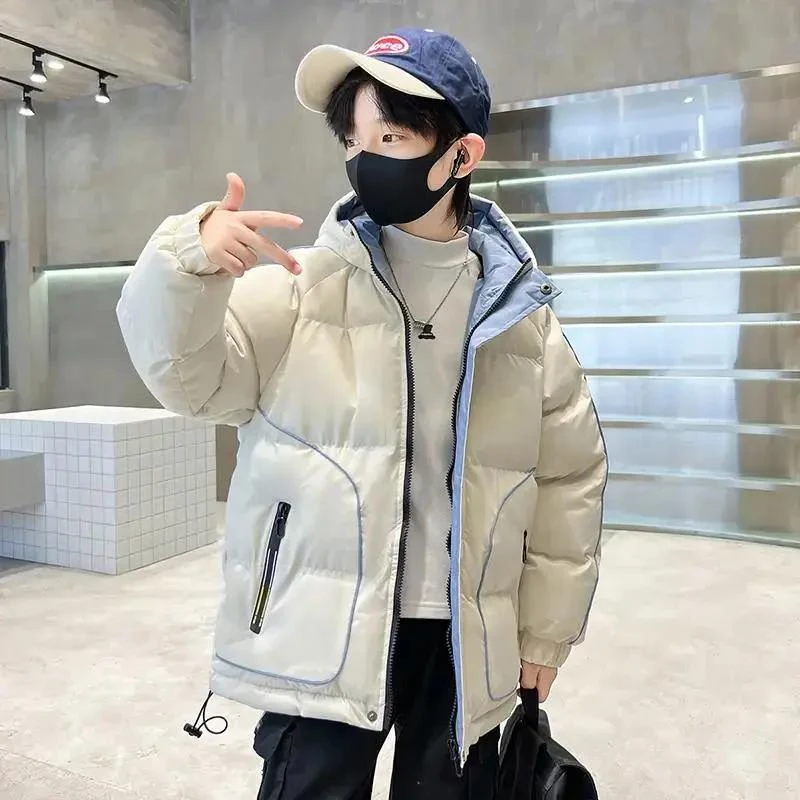 雅鹿男童户外羽绒棉服外套儿童连帽棉袄加厚男孩冬季中大童加厚外