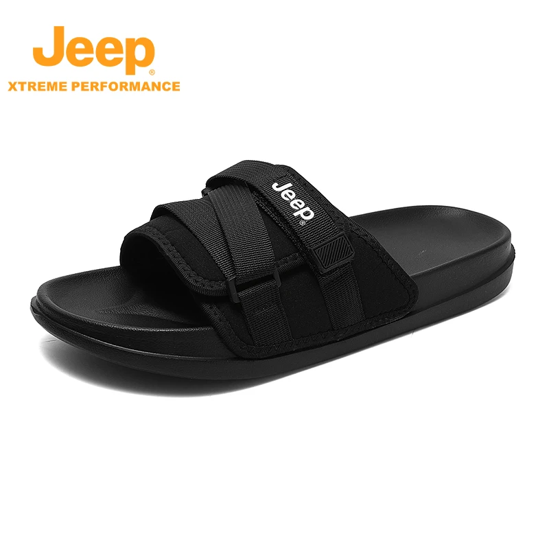 JEEP/吉普男士拖鞋户外休闲时尚软底外穿潮流厚底ins百搭一字拖男