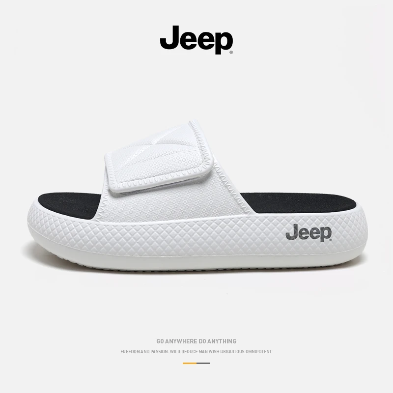 JEEP/吉普拖鞋男夏季新款外穿潮流软底情侣ins运动一字拖高能感