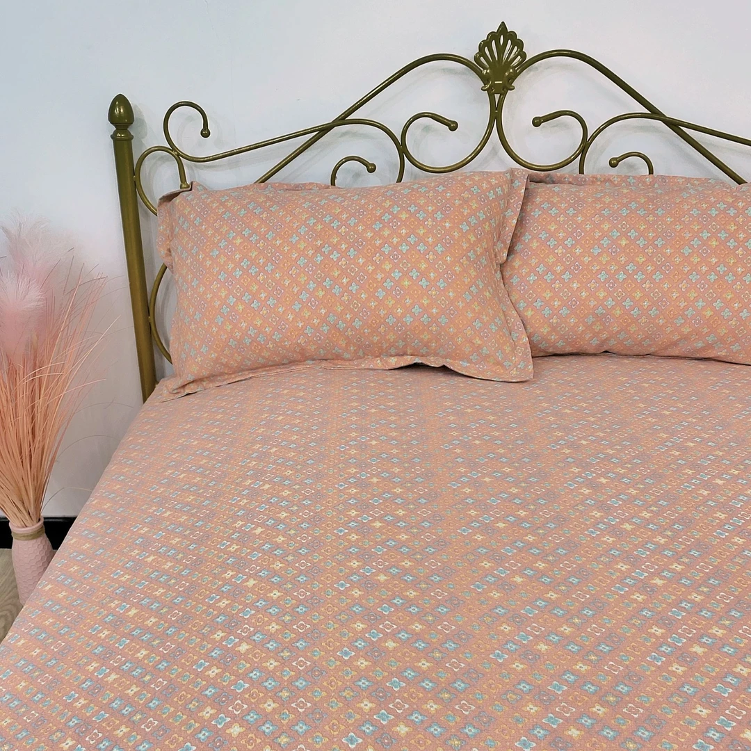 蓝碎桔碎-床单-单人双人尺寸-软舒适新款花卉时尚印花秋冬款