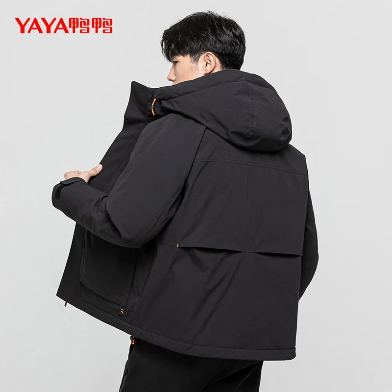 YAYA/鸭鸭连帽工装羽绒服男冬装时尚休闲宽松机能风保暖外套潮