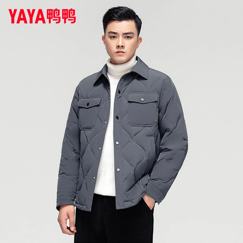 YAYA/鸭鸭衬衫羽绒服男秋冬季薄款时尚休闲潮流时尚帅气男装外套