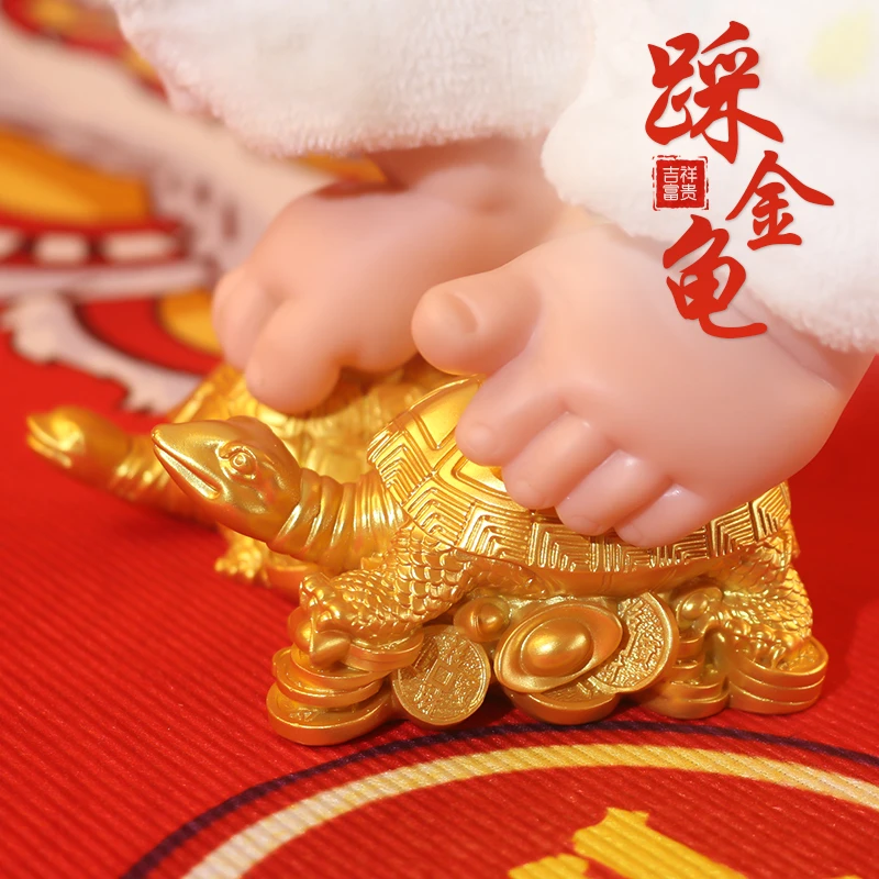 一周岁抓周乌龟纪念宝宝踩金龟千年龟中式纯手工艺抓周生日摆件