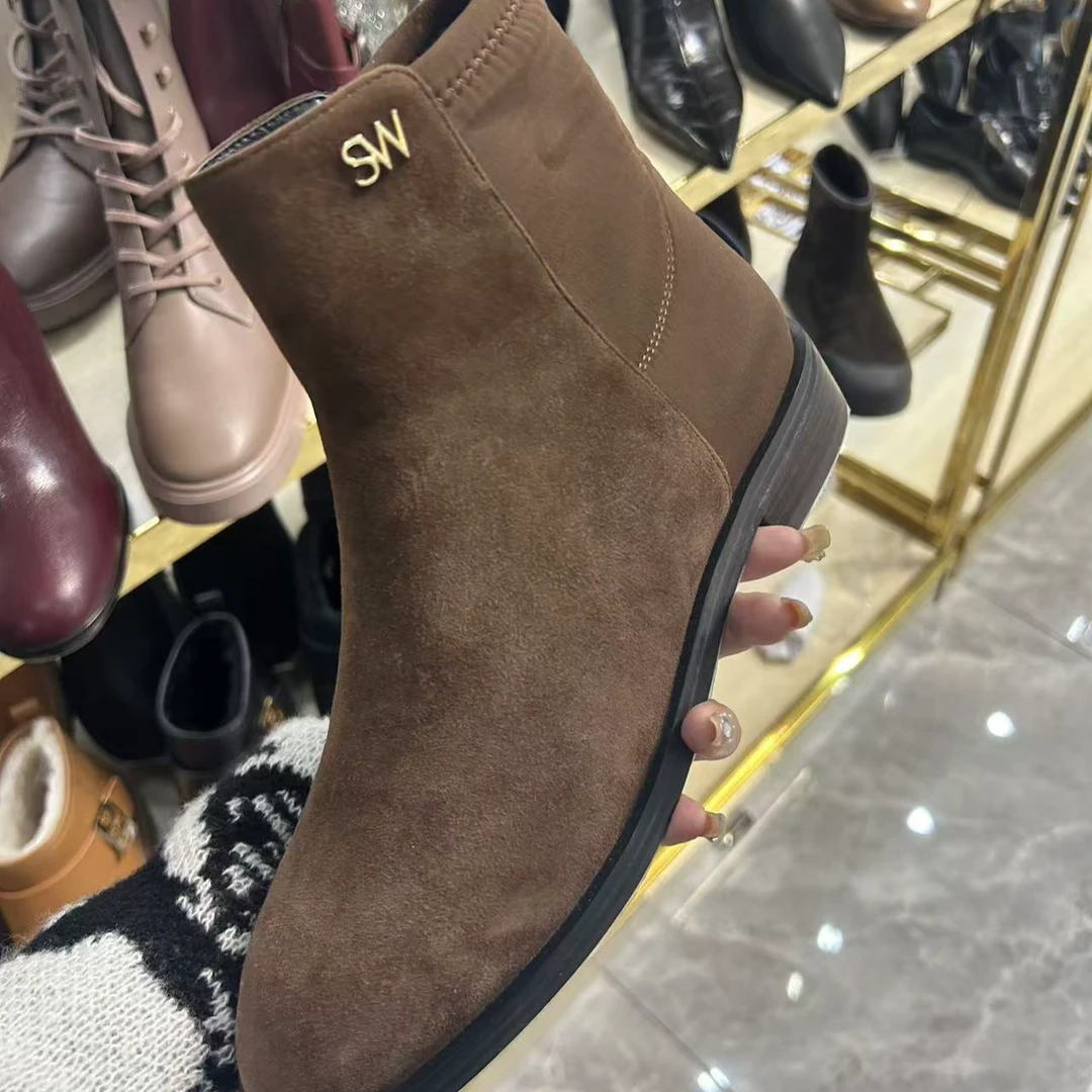 99新 StuartWeitzman 咖色平底短靴36.5码