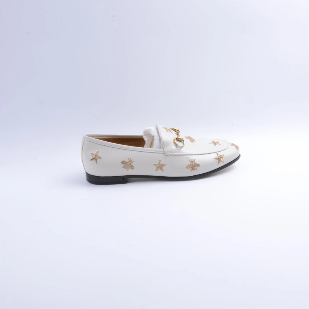 99新 GUCCI/古驰 Gucci白色小蜜蜂低跟鞋37.5码