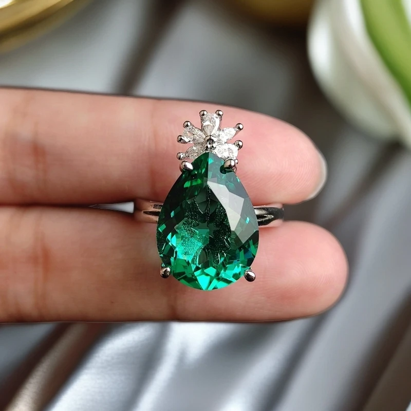 祖母绿培育蛋面戒指B30-50赠礼盒(多样性发)