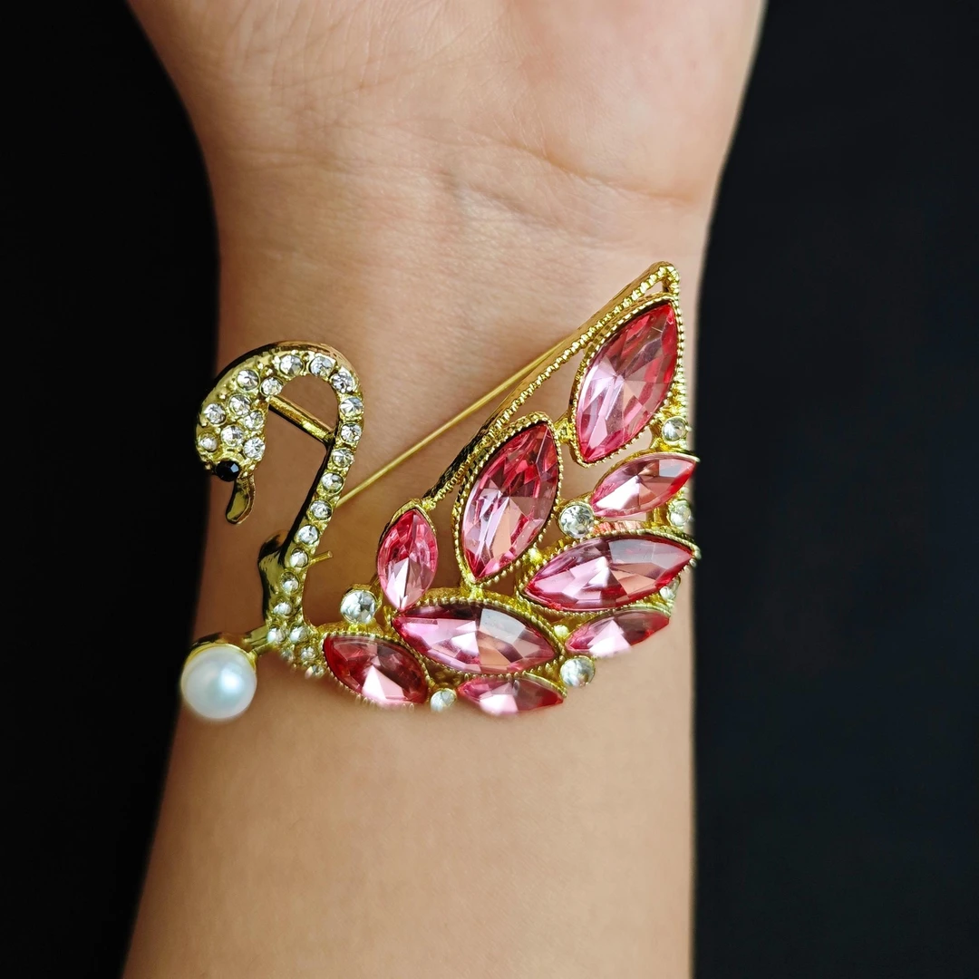 珍珠天鹅胸针C01-162赠礼盒(多样性发)